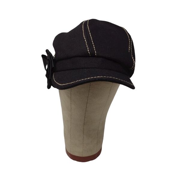 Womens Charming Charlie Newsboy Mushroom Hat OS Black Bow Polyester Logo - Picture 1 of 9